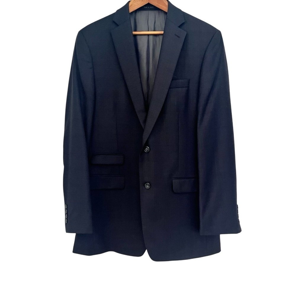 Calvin Klein Men's Classic Wool Black Glen Plaid Blazer 40 L